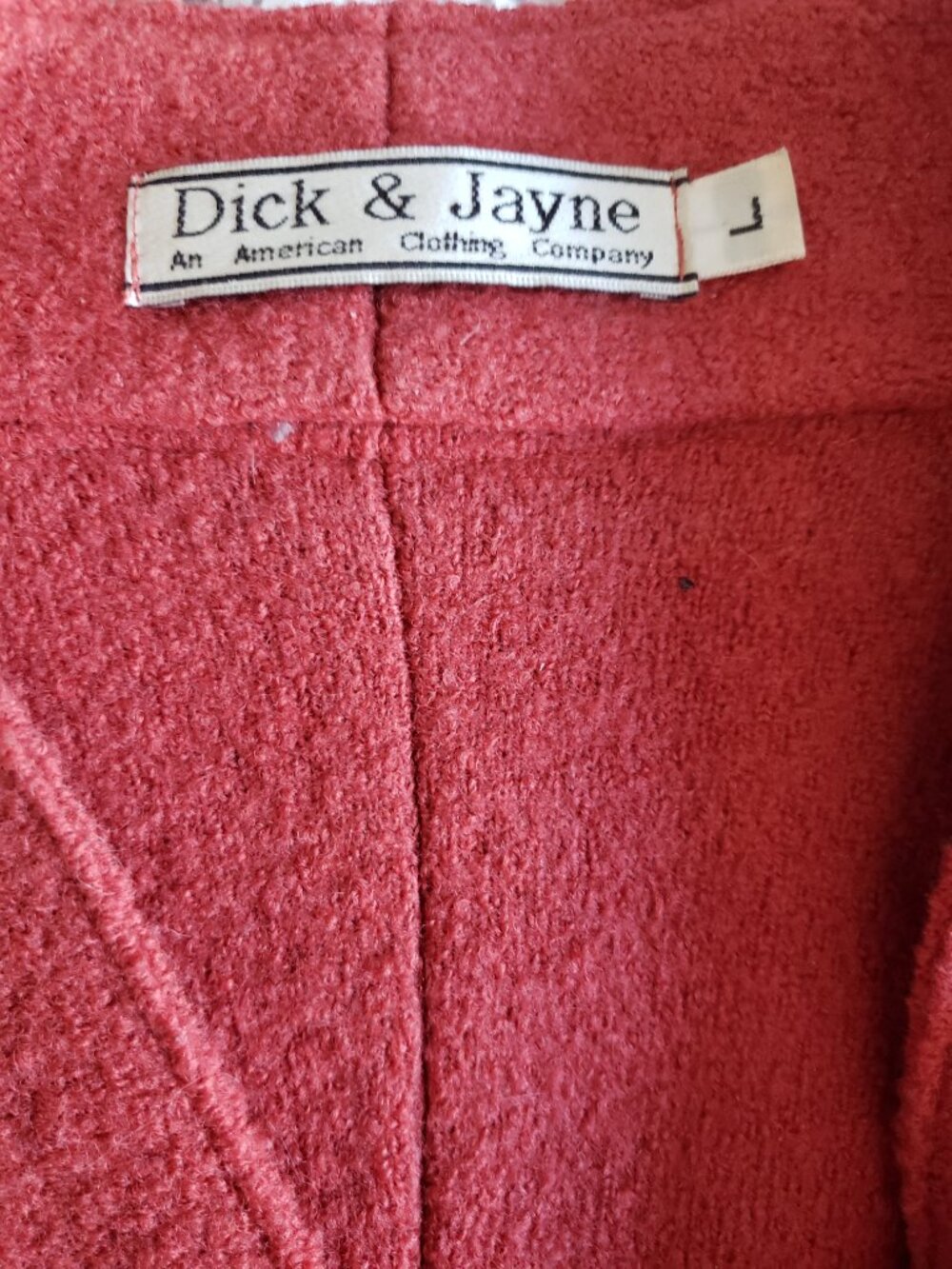 Rust 100% boiled wool jacket with raglan sleeves, decorative button, and pockets - Picture 4 of 4